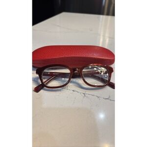 Red Glitter Eyeglass Frames, Handcrafted With Case -2.25